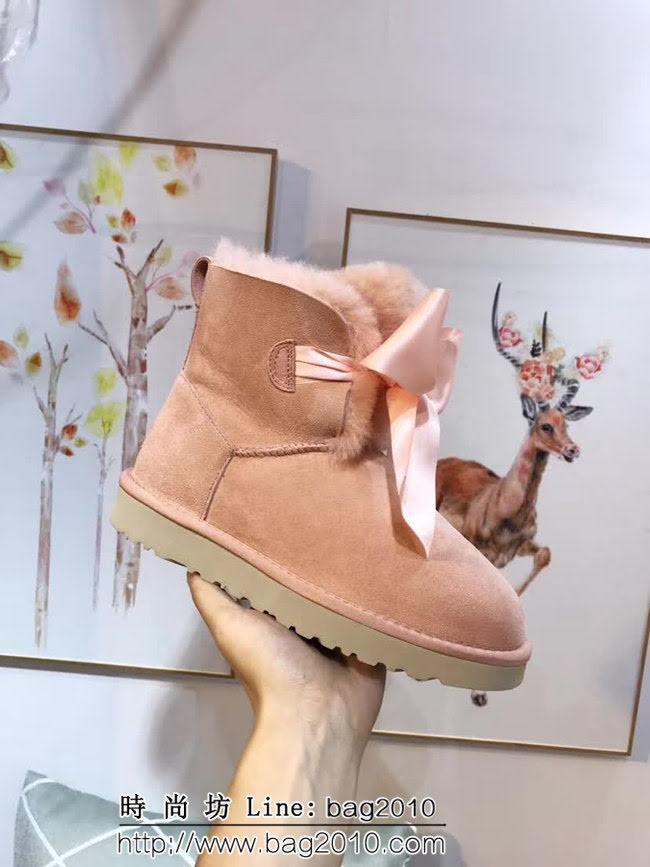 UGG 109836018秋冬 518新款 gita bow mini 絲帶蝴蝶結 短筒雪地靴 QZS2876